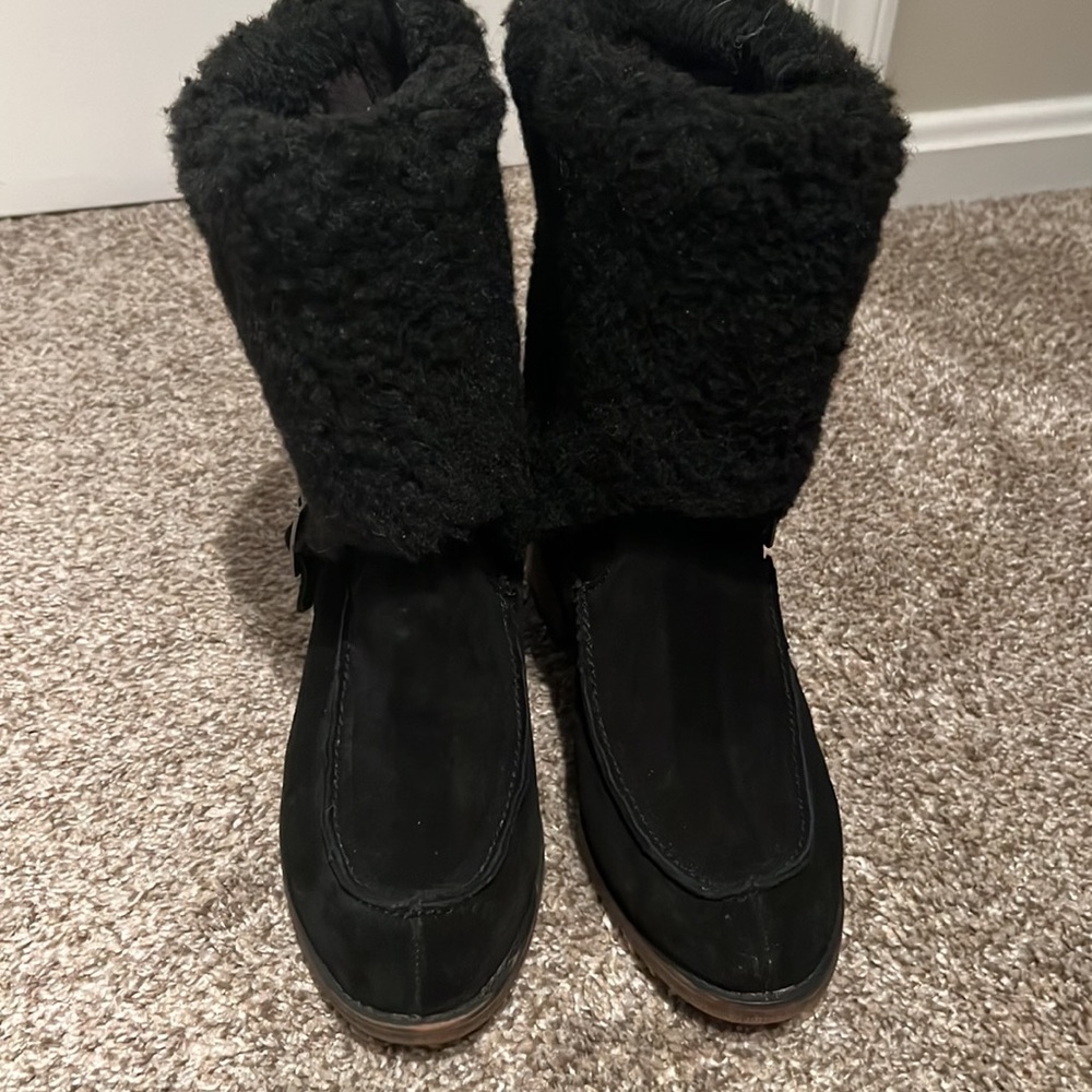BearPaw Black Suede & Shearling Mid-Calf Boots - Picture 5 of 10